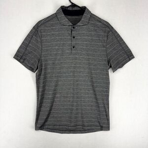 Lululemon Grey and White Striped‎ Short Sleeved Polo Mens Size XS